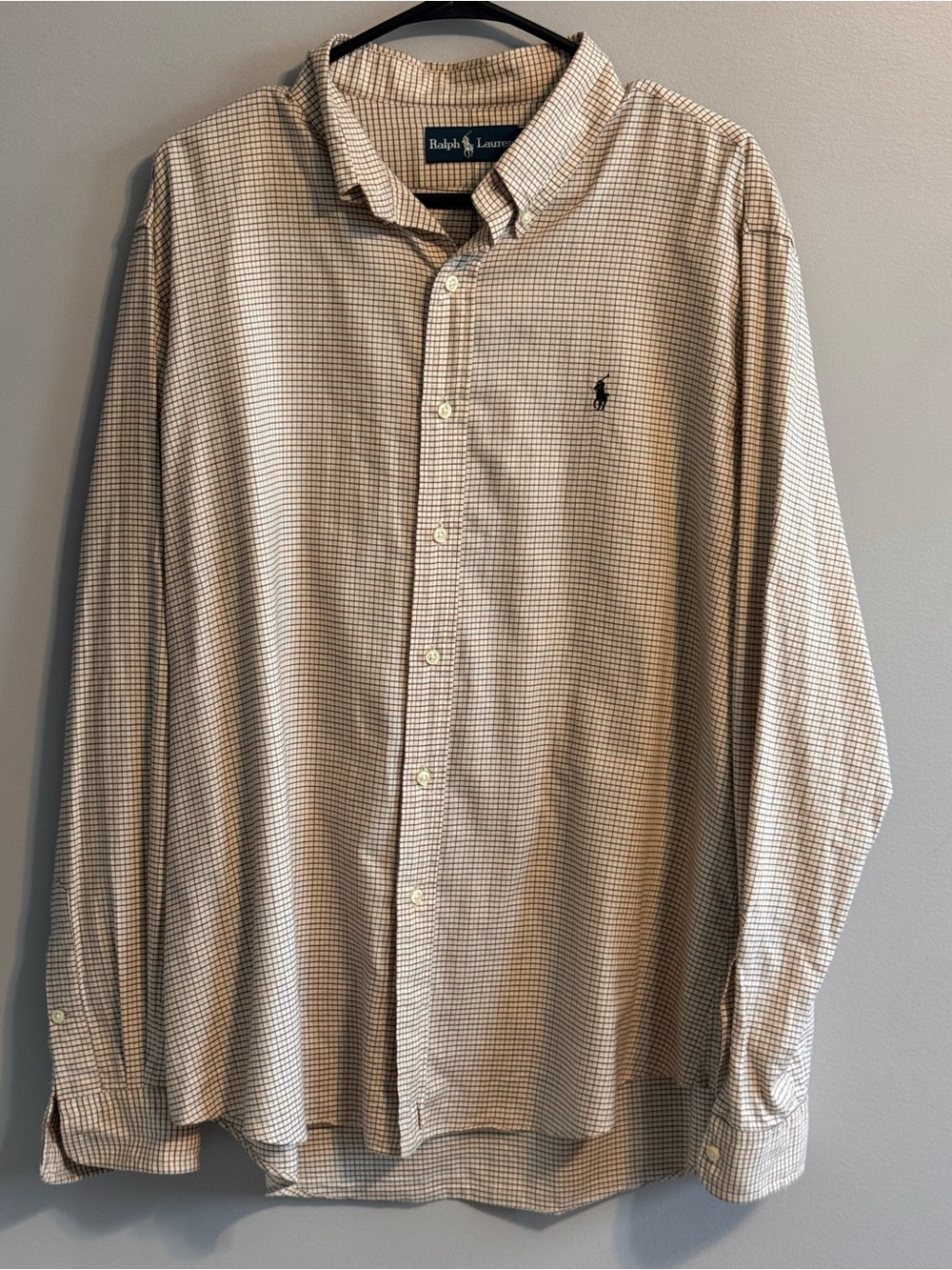Ralph Lauren Men's XL Cotton Check Button Down Shirt Pony Logo